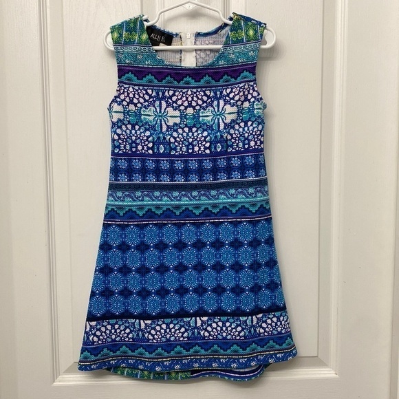 Ally B. Blue Abstract Dress Sleeveless Size 7 - Picture 2 of 12